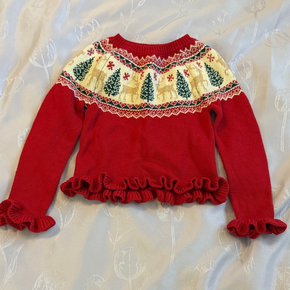 Girls 4T Tahari Red and Green Knit Sweater